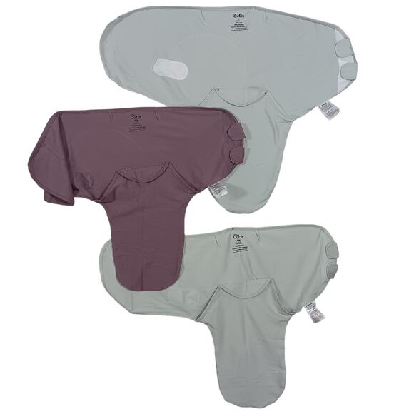 Bundle of 3 Comfy Cubs Swaddles 2 SM 1 L Gray and Mauve - Picture 2 of 10